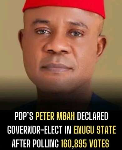 PDP'S PETER MBAH DECLARED GOVERNOR-ELECT IN ENUGU STATE